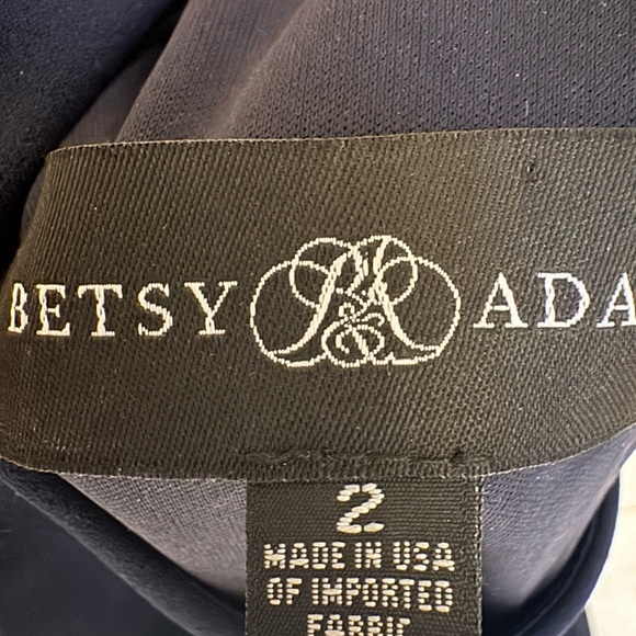 New Betsy and Adam Arielle Ruffle Tier Scuba Crepe Dress Navy Sz 2 - Picture 12 of 12